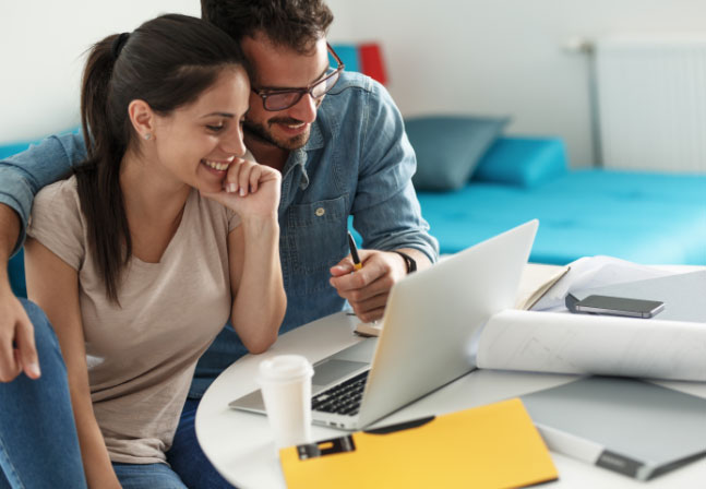 Couple working on finances